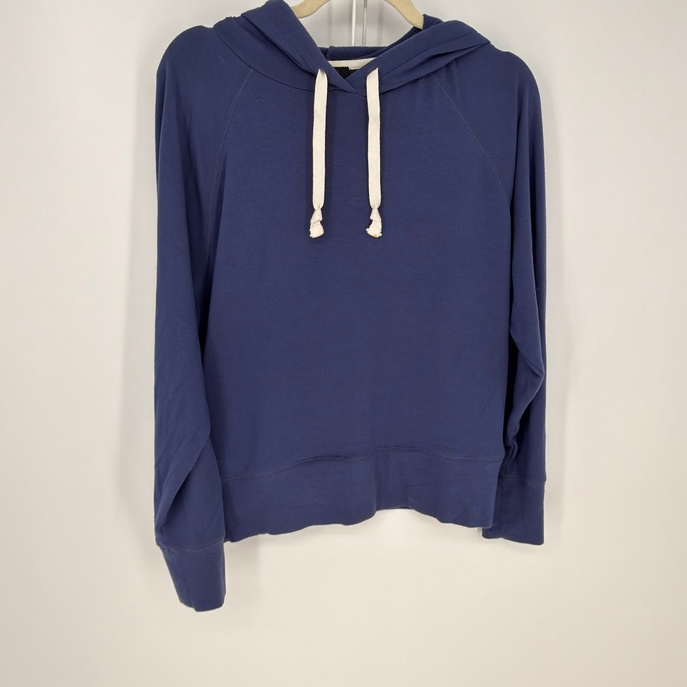 J.Crew Hoodie Women Small Blue Modal Blend Raglan Sleeve Pockets Loungewear Cozy